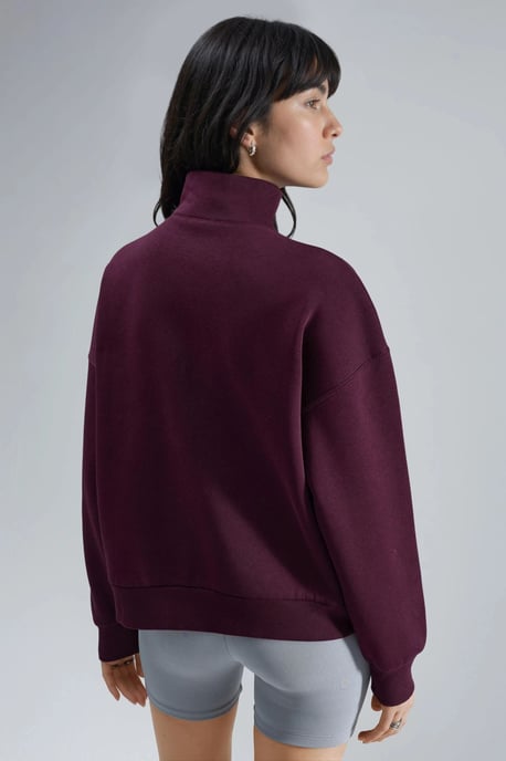 Oversized Text Print Zipper Collar Sweatshirt - Image 2
