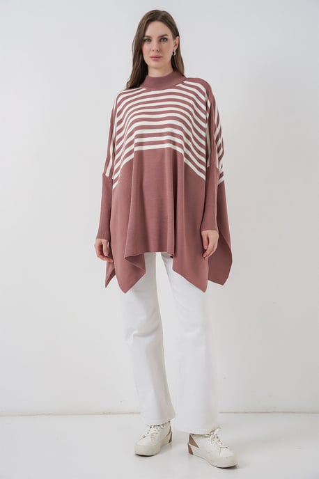 Slit Detailed Half Turtleneck Loose Sweater - Image 2