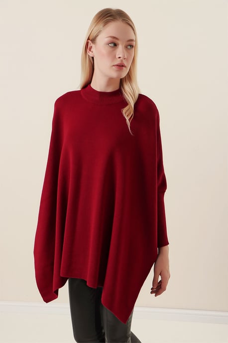 Slit Detailed Half Turtleneck Loose Sweater - Image 4
