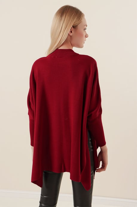 Slit Detailed Half Turtleneck Loose Sweater - Image 6