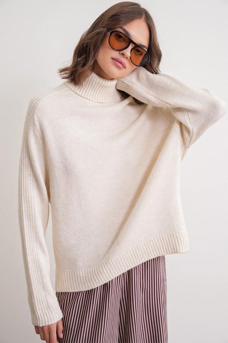 Losse Fit Turtleneck Brei Sweater - Image 3