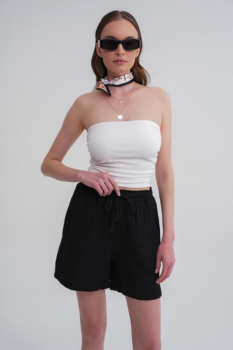 Hoge Taille Textuur Katoenen Shorts - Image 5