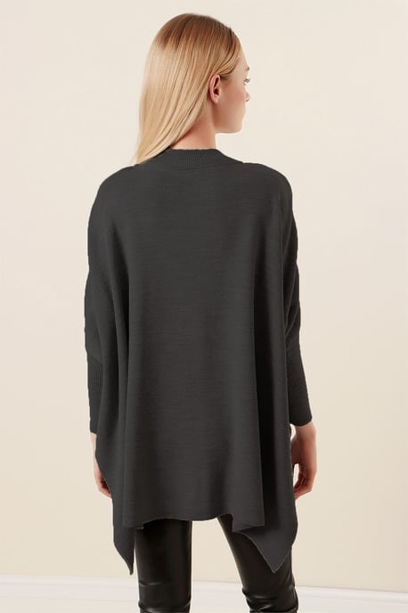 Slit Detailed Half Turtleneck Loose Sweater - Image 2