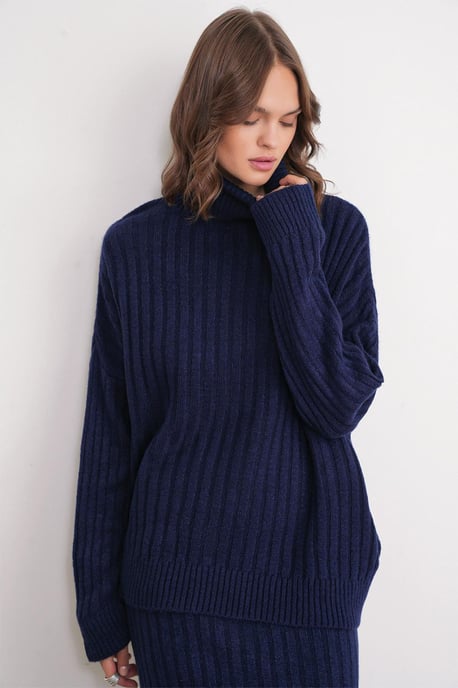 Oversized Ribbels Turtleneck Trui - Image 3