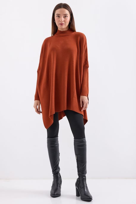 Slit Detailed Half Turtleneck Loose Sweater - Image 2