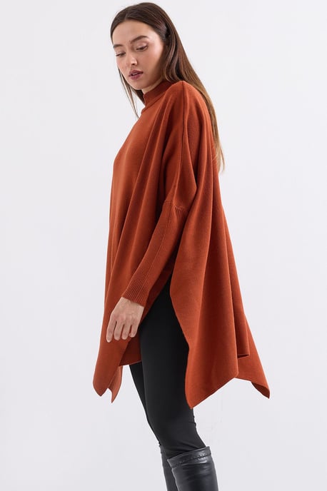 Slit Detailed Half Turtleneck Loose Sweater - Image 4