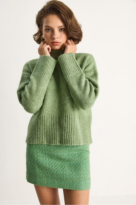 Oversized Stickad Turtleneck Tröja - Image 2
