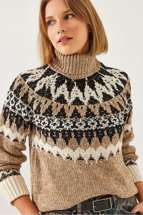 Turtleneck Jacquard Gebreide Trui - Image 4