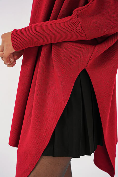 Slit Detailed Half Turtleneck Loose Sweater - Image 4