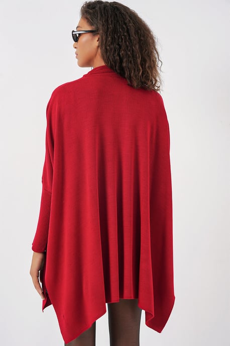 Slit Detailed Half Turtleneck Loose Sweater - Image 5