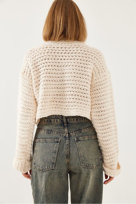 Texturerad turtleneck kort tröja - Image 4