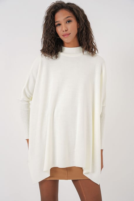 Slit Detaljerad Half Turtleneck Lös Tröja - Image 4