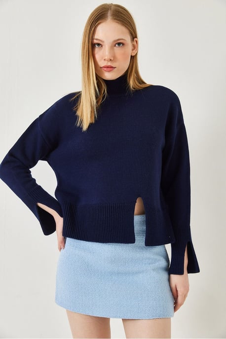 Ontspannen Pas Turtleneck Trui met Splits - Image 3