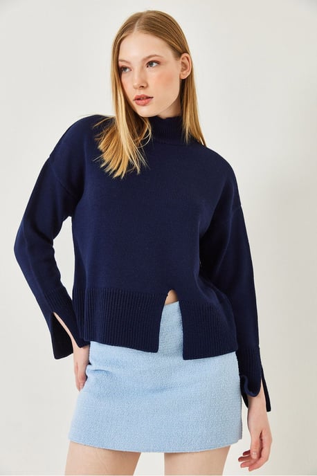 Ontspannen Pas Turtleneck Trui met Splits - Image 4