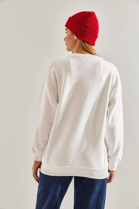 Rundhalsad sweatshirt med logotryck och avslappnad passform - Image 2