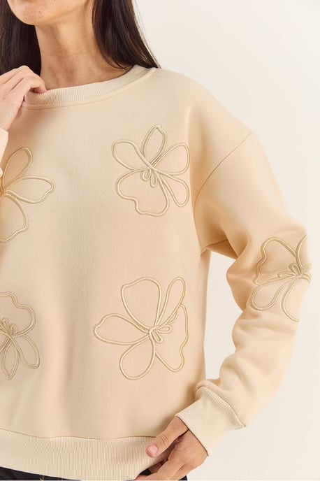 Broderad Crew Neck Långärmad Tröja - Image 4
