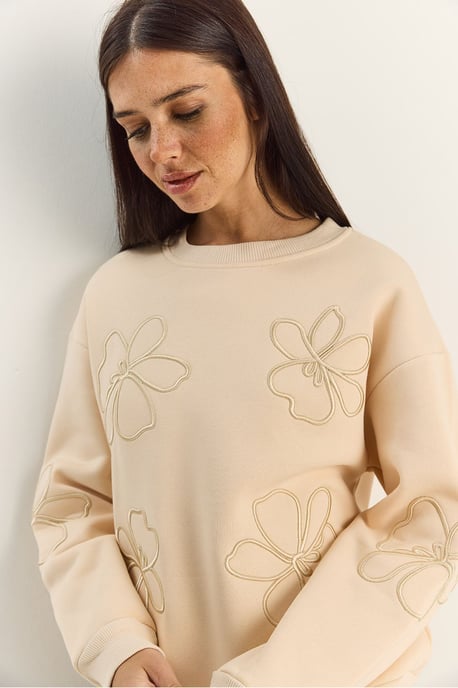 Broderad Crew Neck Långärmad Tröja - Image 5