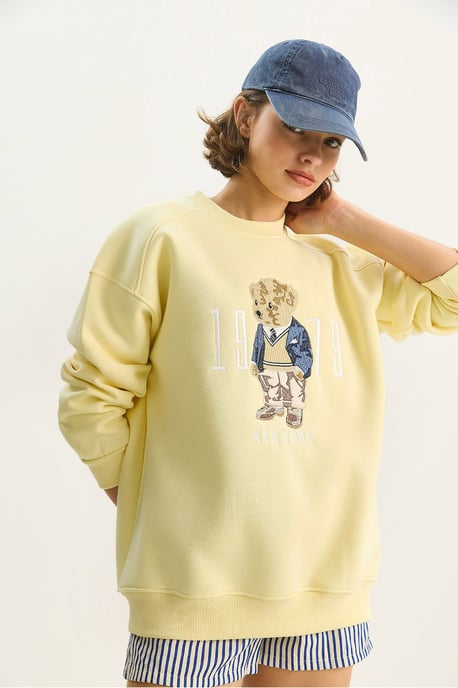 Avslappnad passform tryckt rundhalsad sweatshirt - Image 2