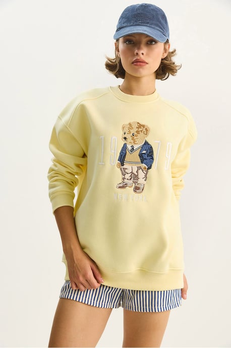 Avslappnad passform tryckt rundhalsad sweatshirt - Image 3