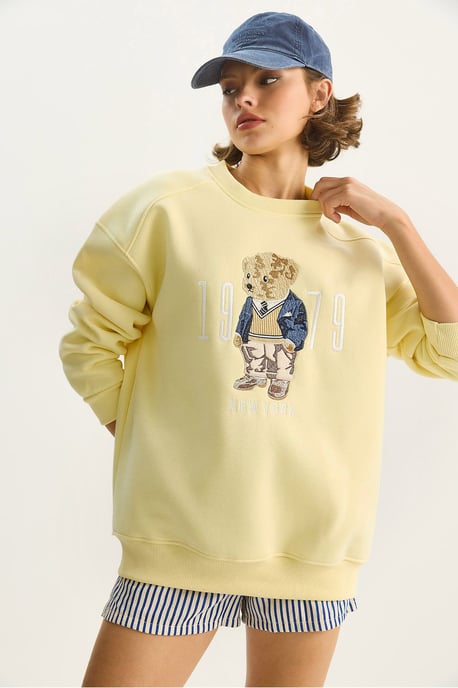 Avslappnad passform tryckt rundhalsad sweatshirt - Image 4