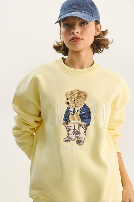 Avslappnad passform tryckt rundhalsad sweatshirt - Image 5