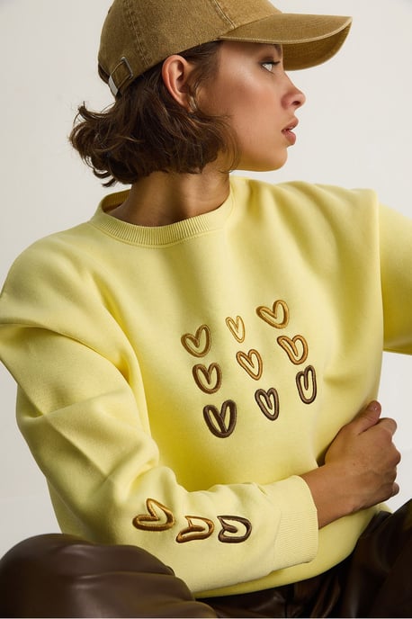 Geborduurd Ronde Hals Katoenen Sweatshirt - Image 2