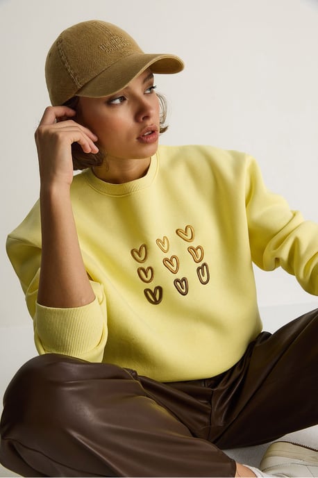 Geborduurd Ronde Hals Katoenen Sweatshirt - Image 3