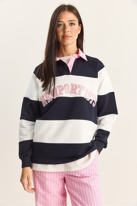Overmaat Polo Kraag Geborduurde Sweatshirt - Image 2
