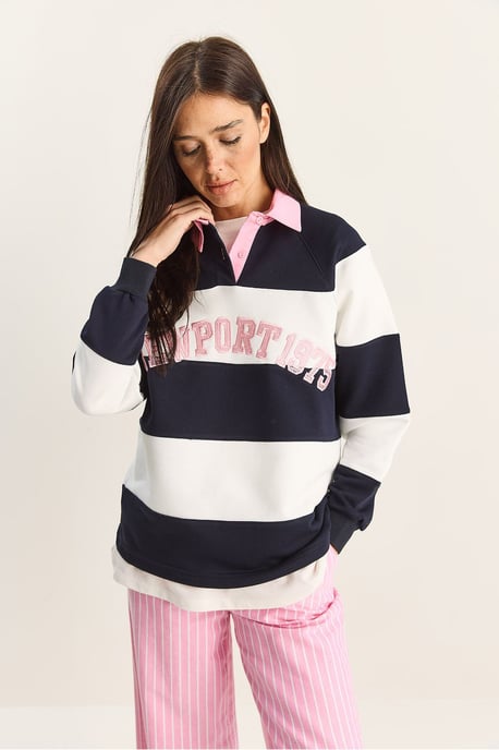 Overmaat Polo Kraag Geborduurde Sweatshirt - Image 3