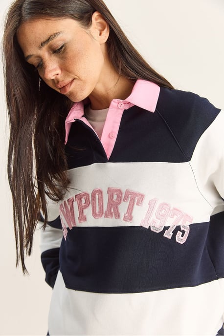 Overmaat Polo Kraag Geborduurde Sweatshirt - Image 4