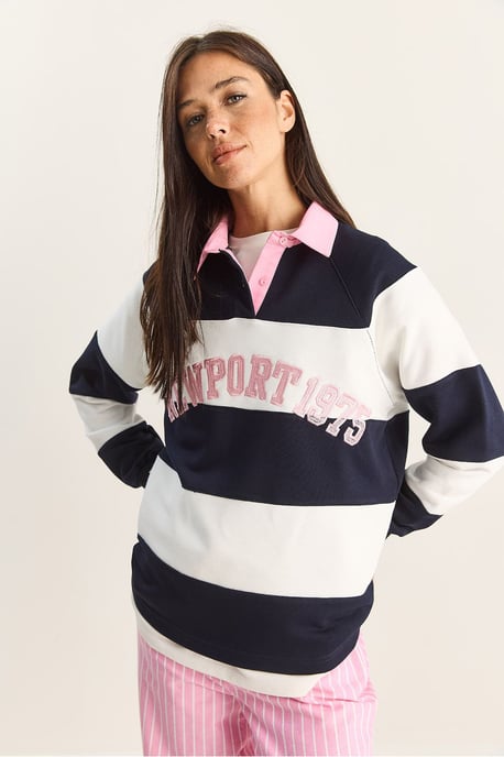 Overmaat Polo Kraag Geborduurde Sweatshirt - Image 5