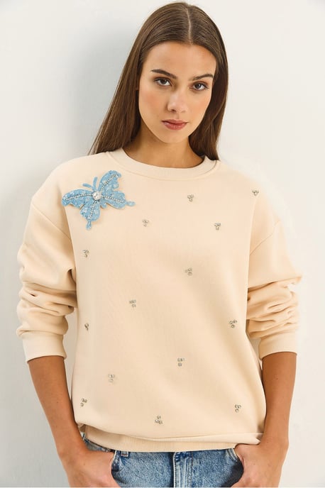 Geborduurd Ronde Hals Langemouw Sweatshirt - Image 2