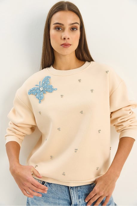 Geborduurd Ronde Hals Langemouw Sweatshirt - Image 5