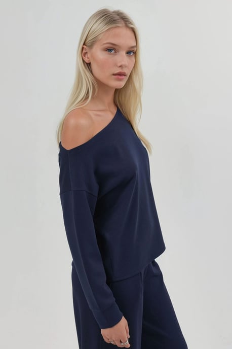 Asymmetrische Kraag Relaxed Fit Sweatshirt - Image 2