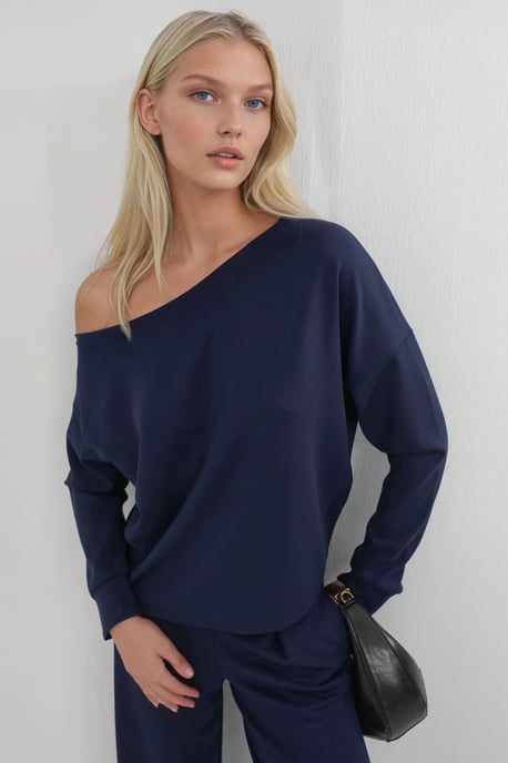 Asymmetrische Kraag Relaxed Fit Sweatshirt - Image 5