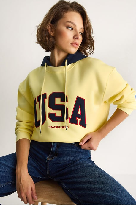 Gewatteerde Oversized Bedrukte Sweatshirt met Kap - Image 1