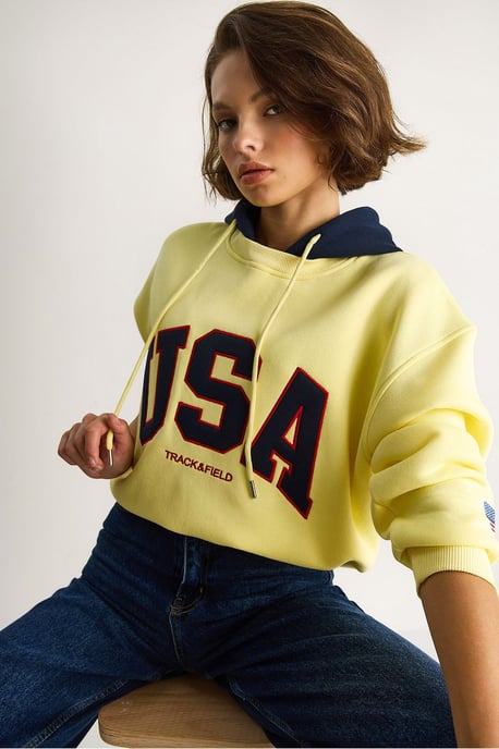 Gewatteerde Oversized Bedrukte Sweatshirt met Kap - Image 2