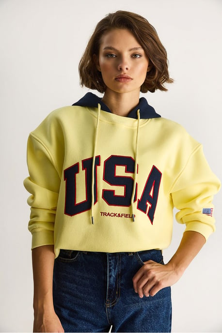Gewatteerde Oversized Bedrukte Sweatshirt met Kap - Image 4