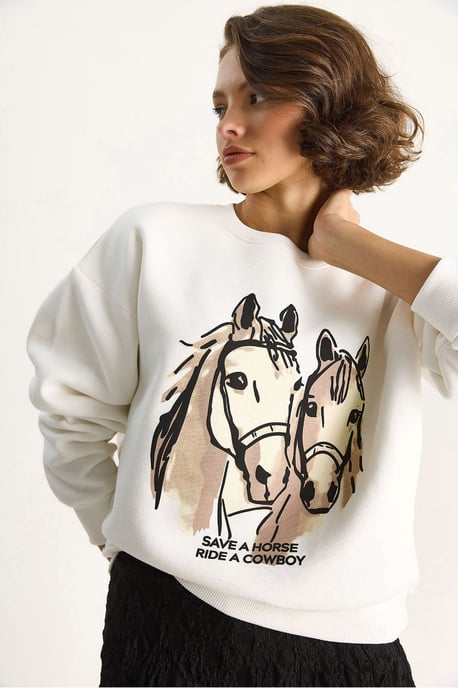 Avslappnad passform tryckt sweatshirt med ryggtryck - Image 3