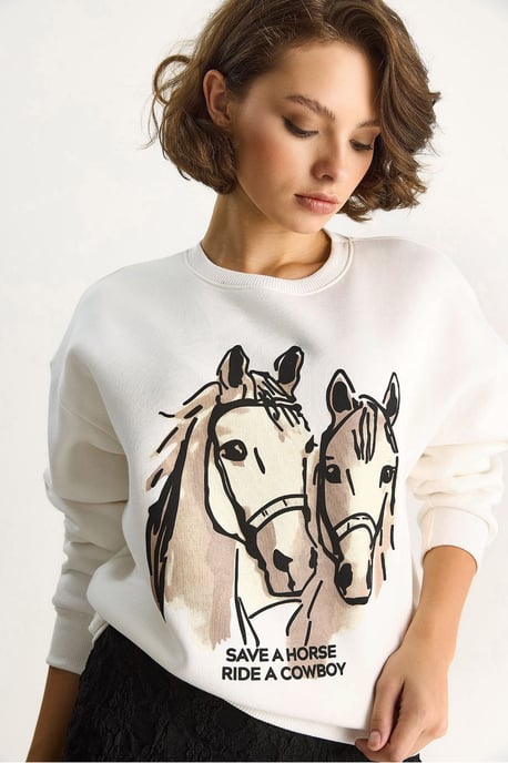 Avslappnad passform tryckt sweatshirt med ryggtryck - Image 4