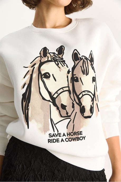 Avslappnad passform tryckt sweatshirt med ryggtryck - Image 5