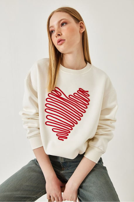 Geborduurd Ronde Hals Katoenen Sweatshirt - Image 2