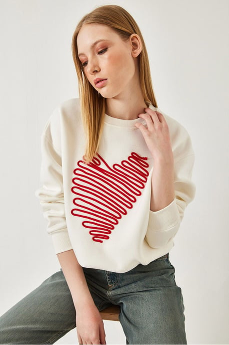 Geborduurd Ronde Hals Katoenen Sweatshirt - Image 3