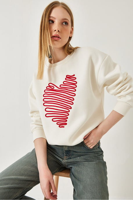 Geborduurd Ronde Hals Katoenen Sweatshirt - Image 4