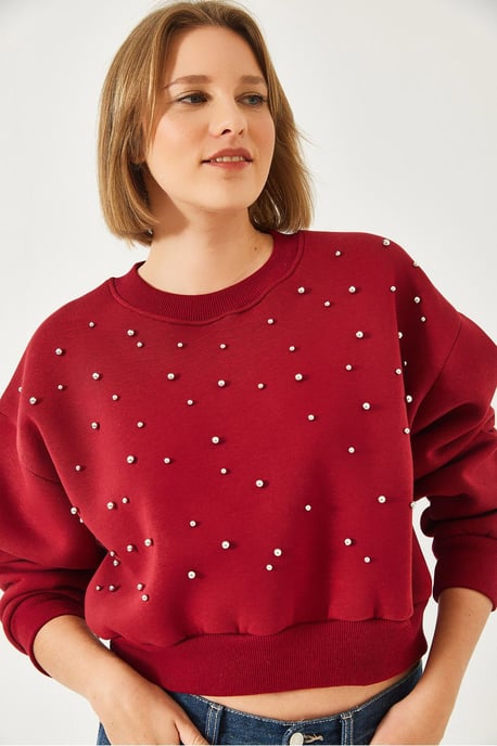 Geweven Crewneck Trui met Pompom - Image 2