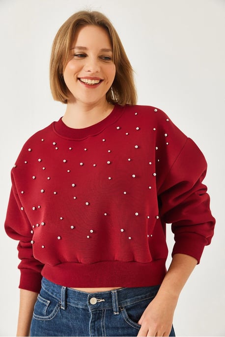 Geweven Crewneck Trui met Pompom - Image 4