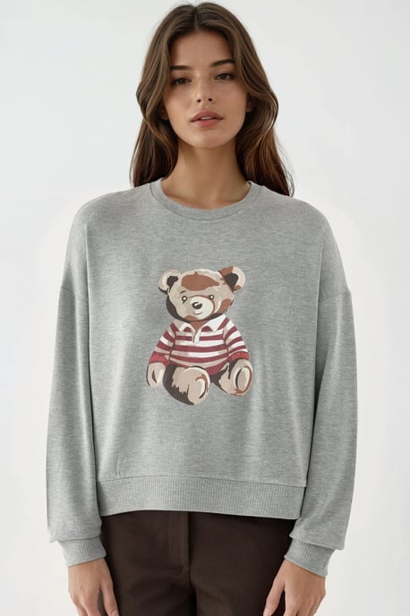Printed Crew Neck Long Sleeved Sweatshirt - Image 6