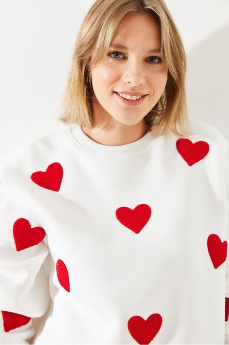Överdimensionerad Broderad Crewneck Sweatshirt - Image 4