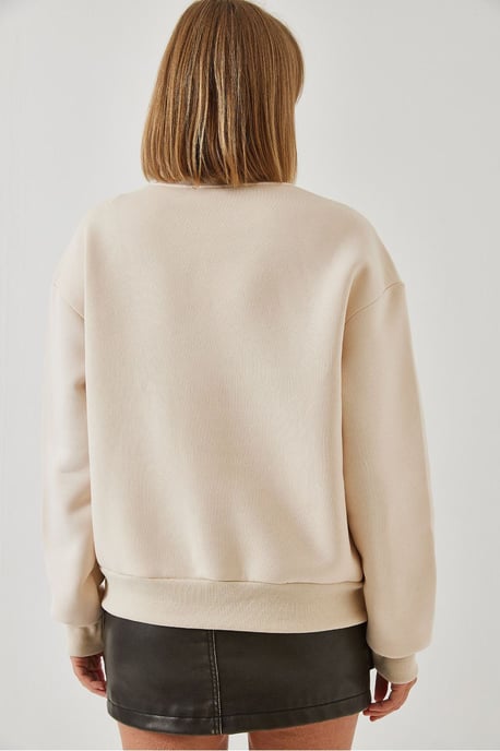 Geborduurd Ronde Hals Katoenen Sweatshirt - Image 4