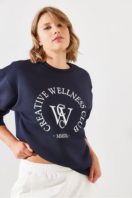 Ronde Hals Katoenen Sweatshirt met Motto Print - Image 2